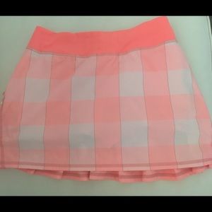 Lululemon pink and white checkered skirt